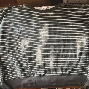True Craft Men's Black and Gray Striped Crewneck Sweater